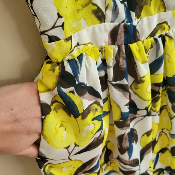 Elodie Cottagecore Lemon Sleeveless Mini Dress w/Buttons & Collar, Size Small - Picture 4 of 15